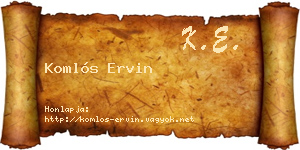 Komlós Ervin névjegykártya